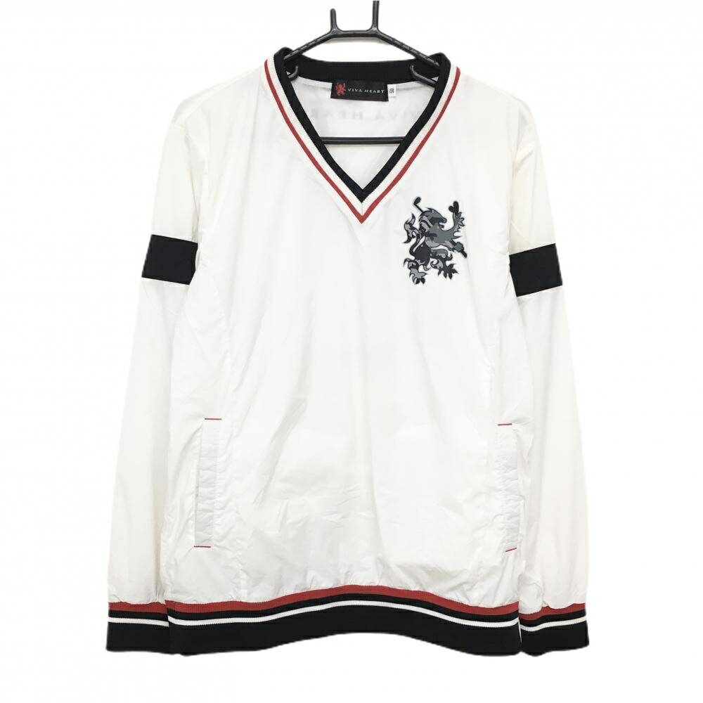 ビバハート スニード 白×黒×レッド 胸ロゴプリント 裏地メッシュ ブルゾン メンズ 50(L) ゴルフウェア VIVA HEART
