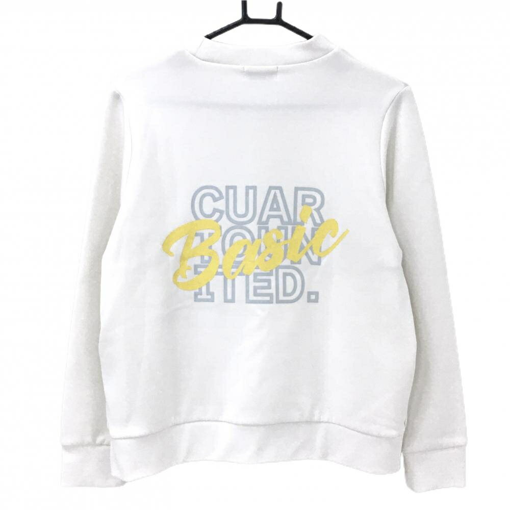 【美品】クアルトユナイテッドベーシック トレーナー 白×イエロー 裏微起毛 CUBS メンズ M ゴルフウェア CUARTO UNITED