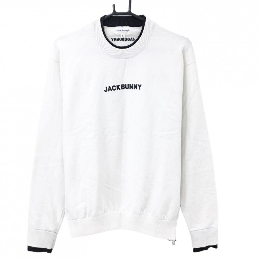 TAKEO KIKUCHI SPORT - 【超美品】ジャックバニー セーター 白×黒 ロゴ刺しゅう サイドジップ 重ね着風 メンズ 5(L) ゴルフウェア Jack Bunny