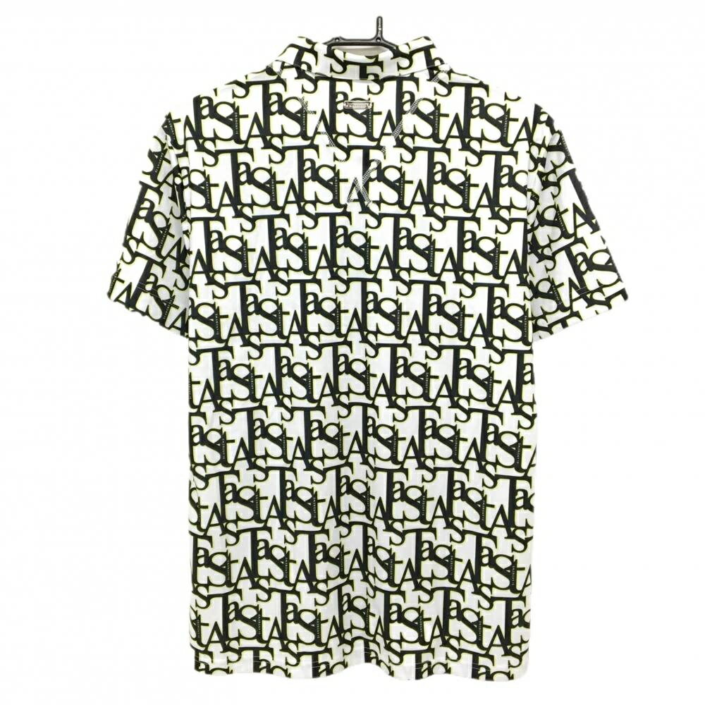 【超美品】セントアンドリュース 半袖ポロシャツ 白×黒 英字総柄 胸ロゴ刺しゅう メンズ L ゴルフウェア 2023年モデル St ANDREWS