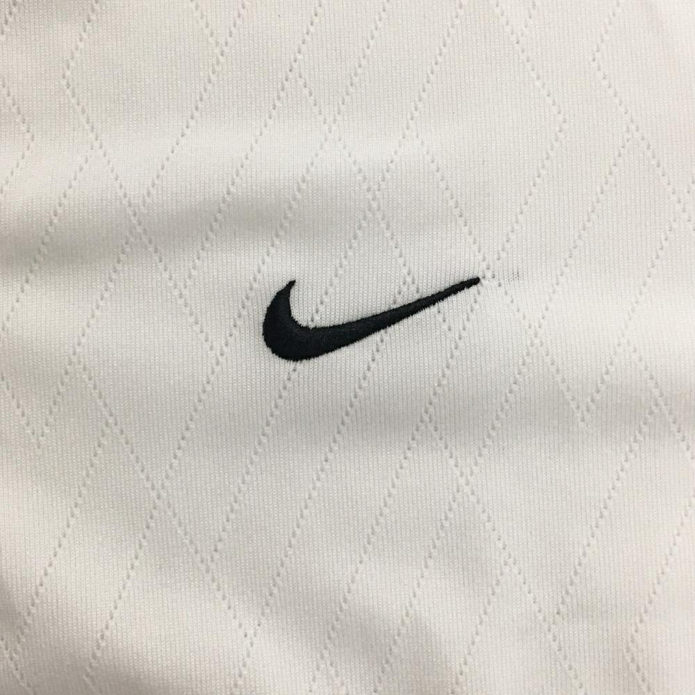 ナイキゴルフ 半袖ポロシャツ 白 地模様 ロゴ黒 メンズ S　P　CH ゴルフウェア NIKE