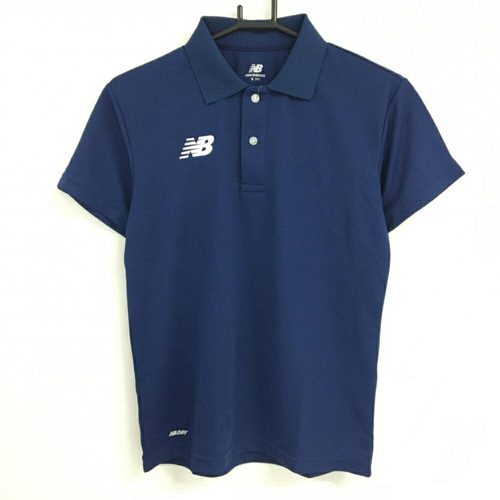 【新品】ニューバランス 半袖ポロシャツ ネイビー ロゴ白 DRY メンズ S ゴルフウェア New Balance