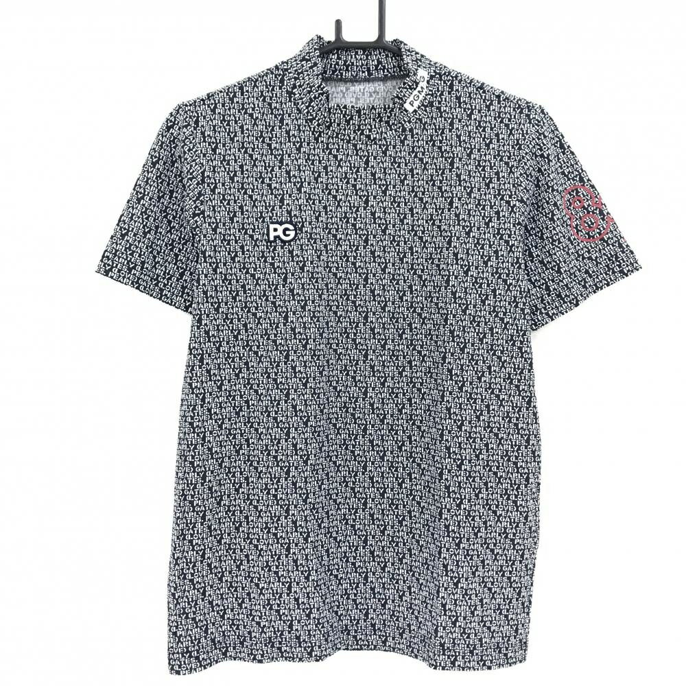 PEARLY GATES - 【超美品】パーリーゲイツ 半袖ハイネックシャツ ネイビー×白 ロゴ総柄 メンズ 3(S) ゴルフウェア PEARLY GATES