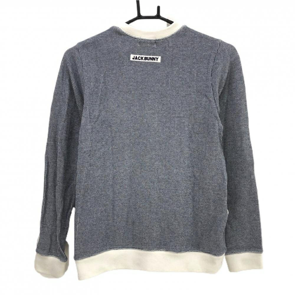 【美品】ジャックバニー トレーナー 白×ネイビー 総柄 コットン100％ ワッペン レ...