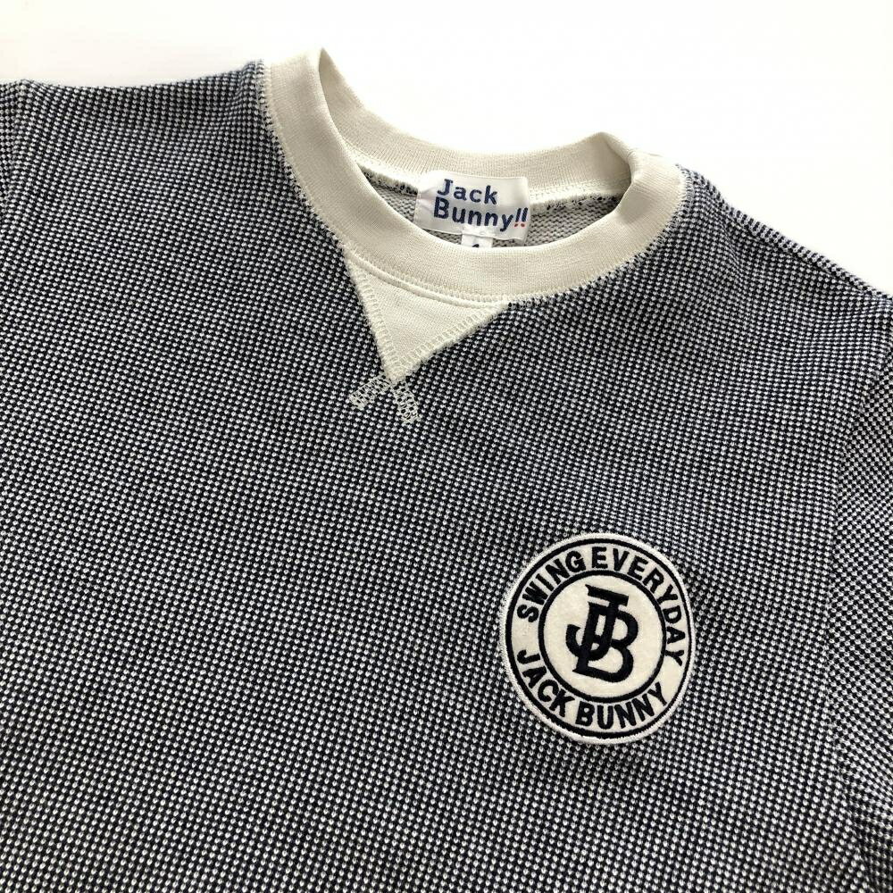 【美品】ジャックバニー トレーナー 白×ネイビー 総柄 コットン100％ ワッペン レ...