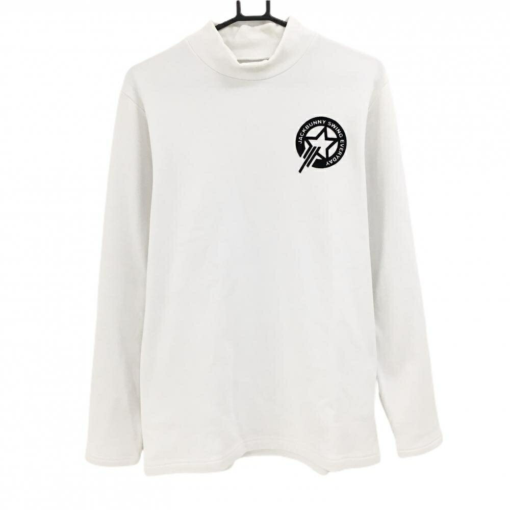 Shirts - ジャックバニー 長袖ハイネックシャツ 白×黒 フロッキーワッペン 裏起毛 メンズ 6(XL) ゴルフウェア Jack Bunny