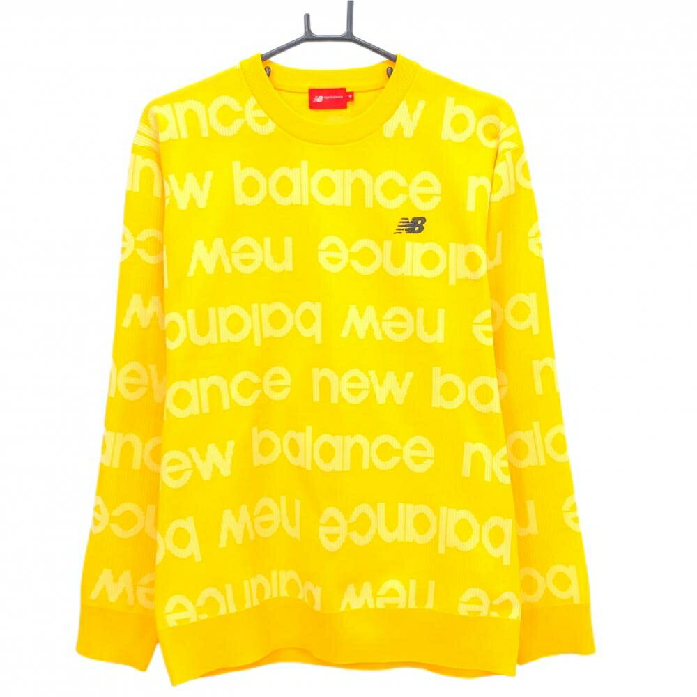 Other - 【超美品】ニューバランスゴルフ セーター イエロー×白 ロゴ総柄 リブ編み ニット メンズ 4(M) ゴルフウェア 2025年モデル New Balance