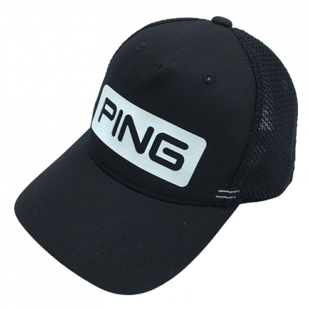 PING - ピン メッシュキャップ 黒×白 ロゴ ONE　SIZE　FITS　ALL ゴルフウェア PING