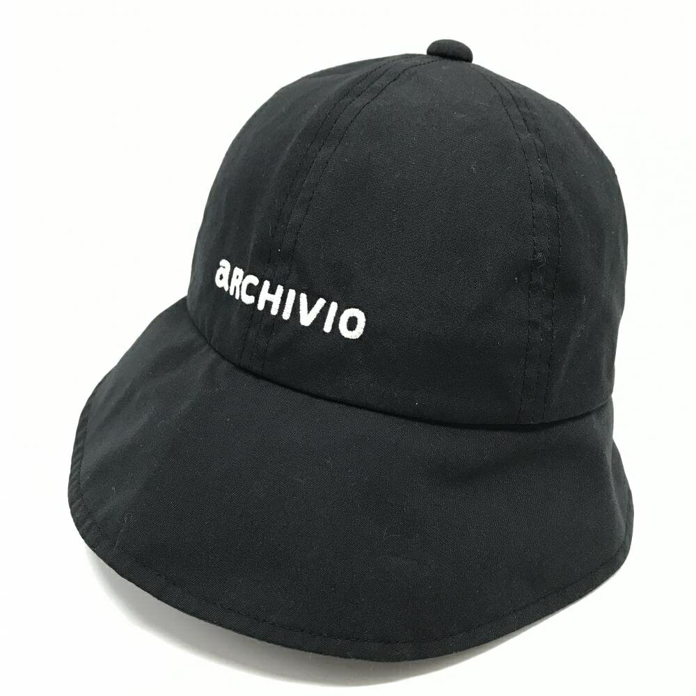 【当店ポイント10倍！楽天スーパーセール期間限定】【超美品】アルチビオ つば広キャップ 黒 コットン混 ロゴ刺しゅう ゴルフウェア 2025年モデル archivio