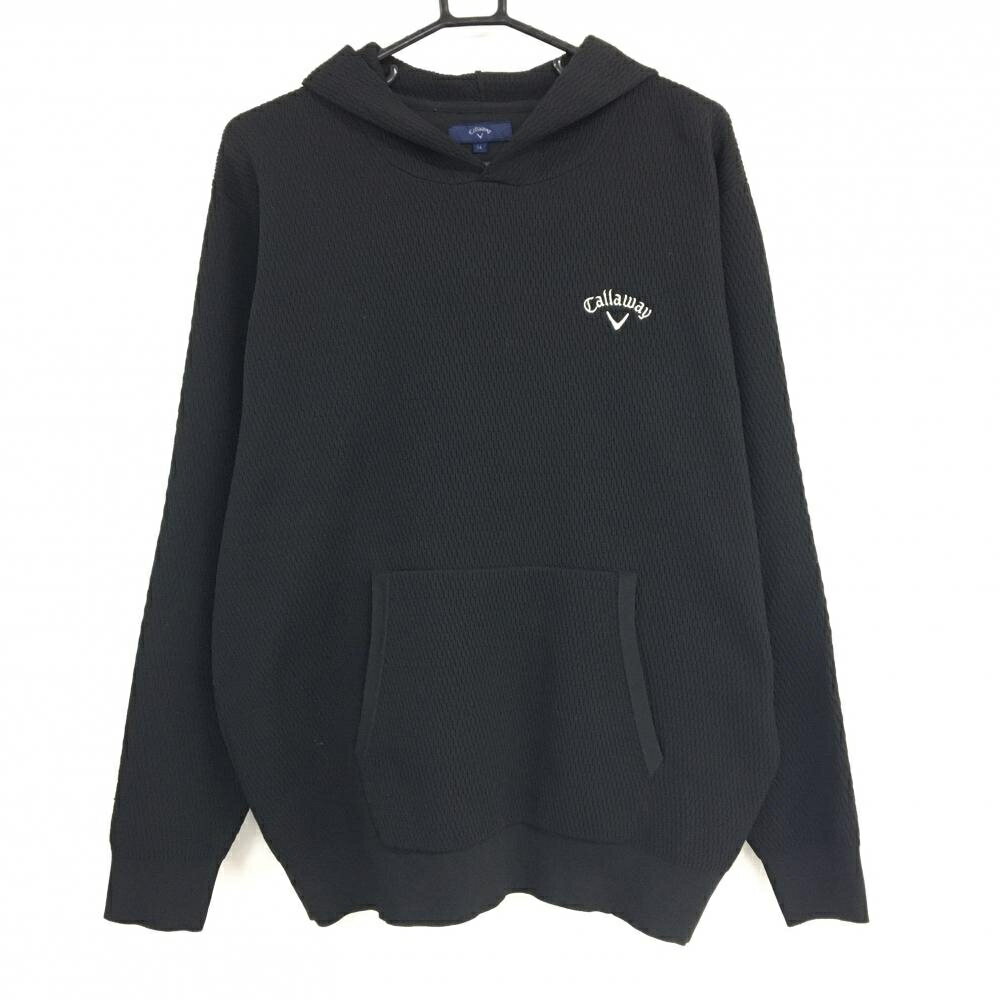 Men'S Wear - 【超美品】キャロウェイ フード付セーター 黒 ポケット付 ニットパーカー ロゴ白 メンズ LL ゴルフウェア Callaway