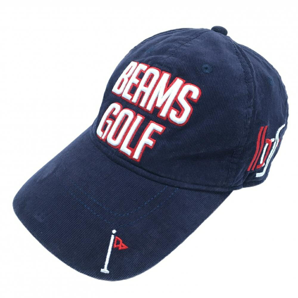 SINACOVA GOLF - 【美品】ビームスゴルフ キャップ ネイビー×白 コーデュロイ ロゴ刺しゅう S ゴルフウェア BEAMS GOLF