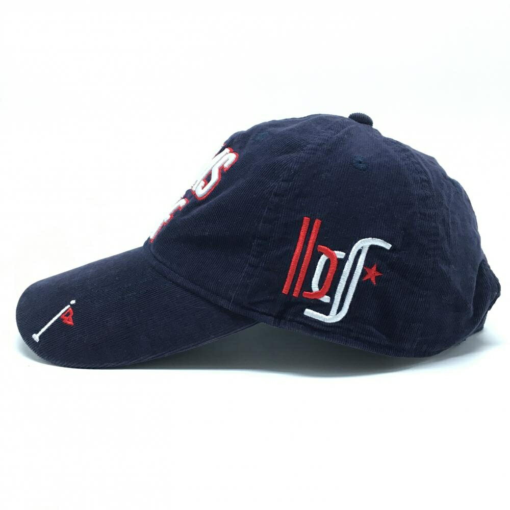 【美品】ビームスゴルフ キャップ ネイビー×白 コーデュロイ ロゴ刺しゅう S ゴルフウェア BEAMS GOLF