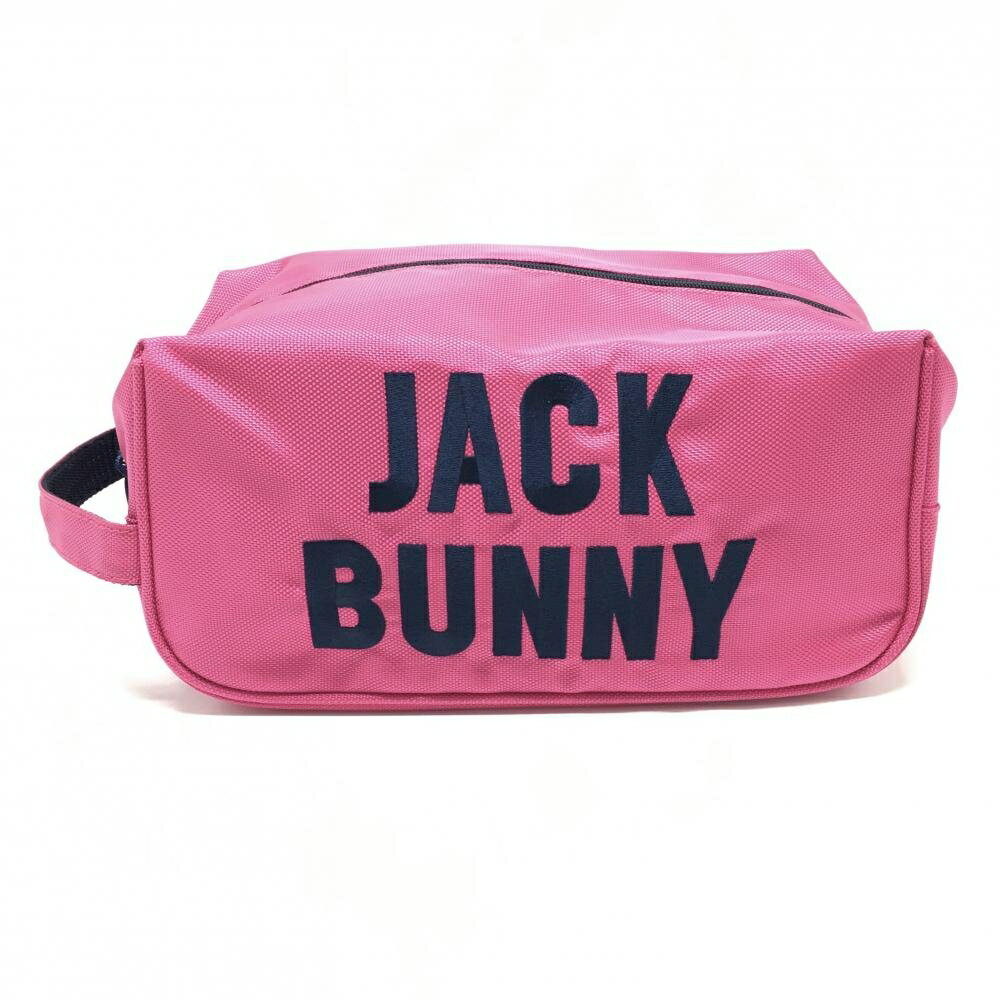 【美品】ジャックバニー シューズケース ピンク×ネイビー ビッグロゴ ゴルフ Jack ...