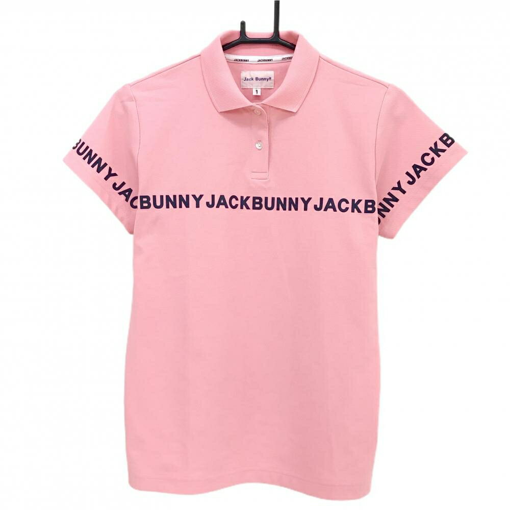 Polo Shirt - 【美品】ジャックバニー 半袖ポロシャツ ライトピンク×ダークネイビー レディース 1(M) ゴルフウェア 2024年モデル Jack Bunny
