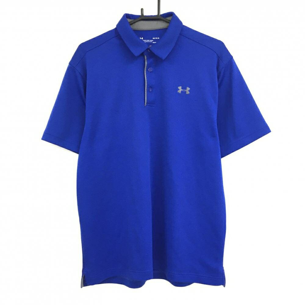 Other - 【超美品】アンダーアーマー 半袖ポロシャツ ブルー ロゴグレー 地模様 HEATGEAR メンズ LG/G/G ゴルフウェア UNDER ARMOUR