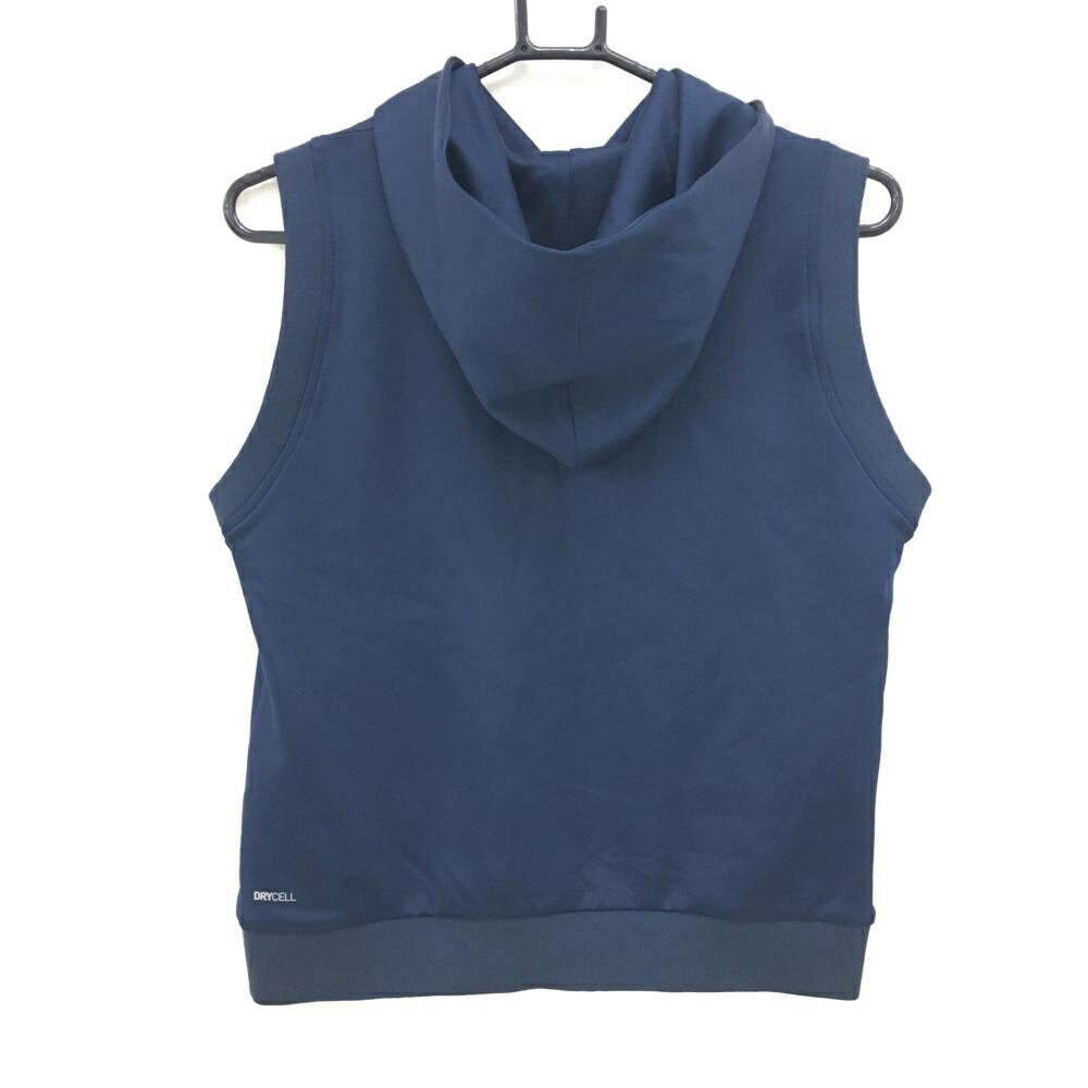 【超美品】プーマ フード付ベスト ネイビー×ピンク ロゴ刺しゅう レディース M ゴルフウェア PUMA