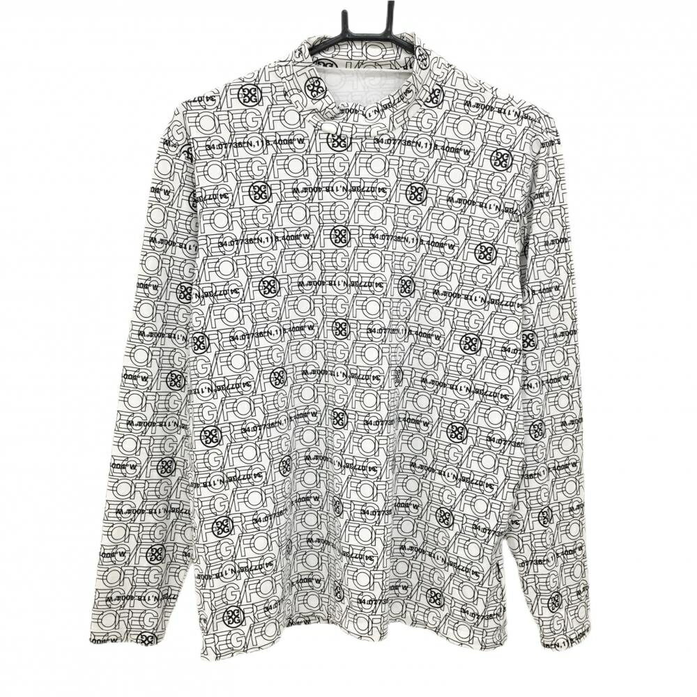 Men'S Wear - 【超美品】ジーフォア 長袖ハイネックシャツ 白×黒 ロゴ総柄 裏微起毛 メンズ 2(L) ゴルフウェア G/FORE
