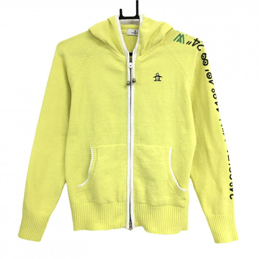 Musingwear - マンシングウェア ニットジップパーカー イエロー 微起毛 ジャケット ロゴネイビー レディース M ゴルフウェア Munsingwear