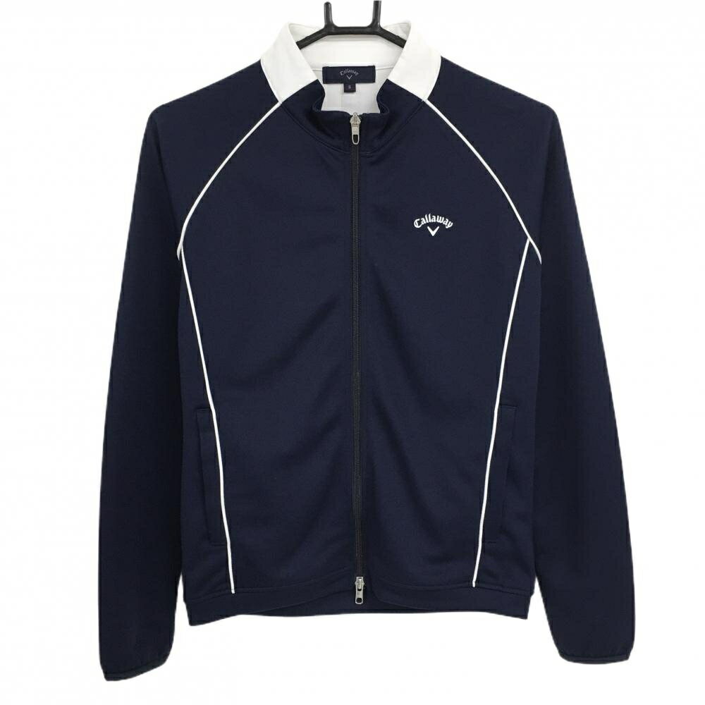 CALLAWAY - 【美品】キャロウェイ ジャケット ネイビー×白 胸元ロゴ レディース S ゴルフウェア Callaway