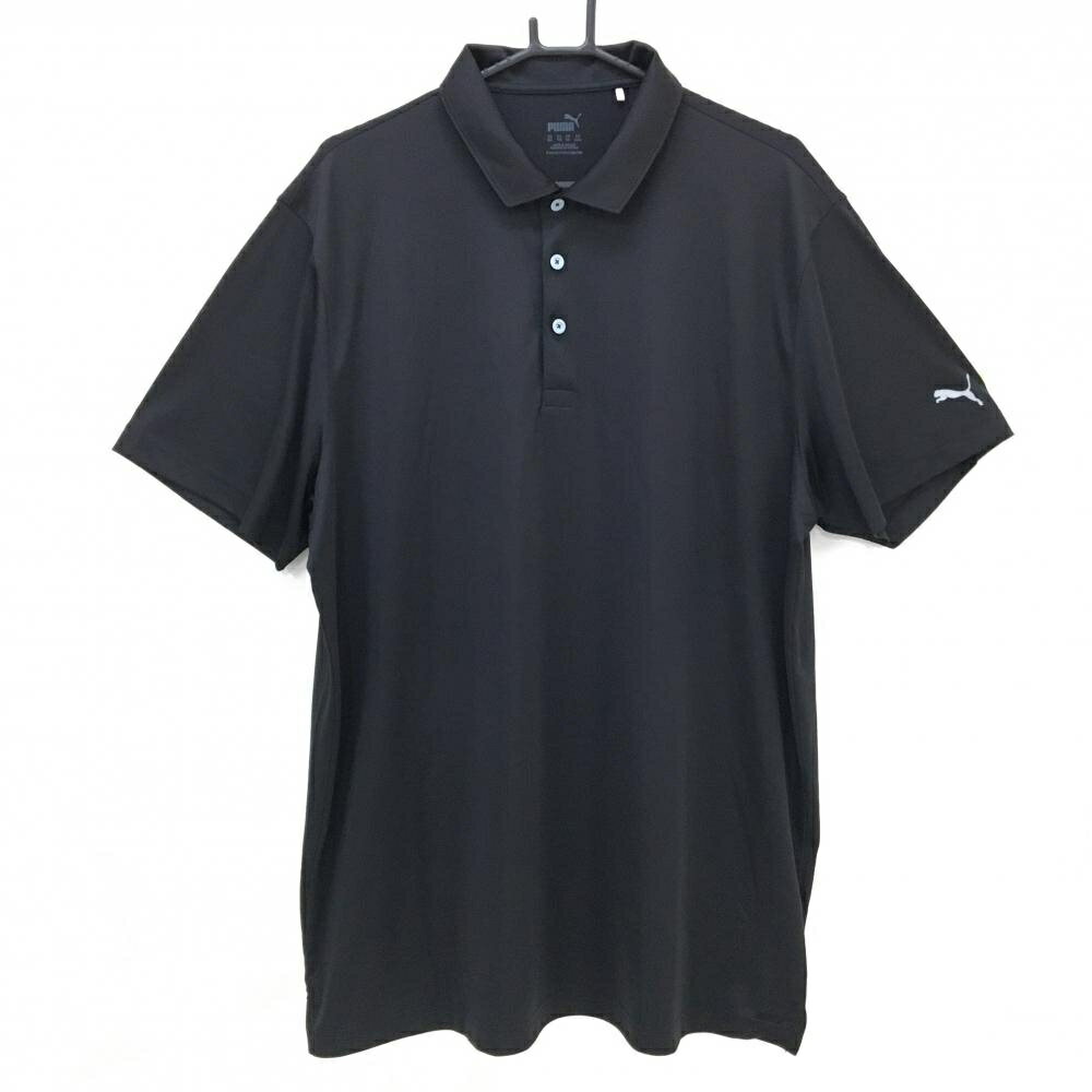 PUMA - 【超美品】プーマ 半袖ポロシャツ 黒 袖ロゴ ストレッチ メンズ US-XXL ゴルフウェア 大きいサイズ PUMA