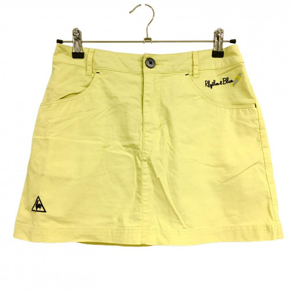 ルコックゴルフ スカート ライトイエロー 内側パンツ ワッペン ヤシの木 レディース 9 ゴルフウェア le coq sportif