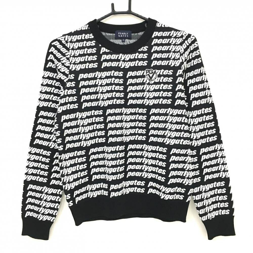 PEARLY GATES - 【超美品】パーリーゲイツ セーター ネイビー×白 ロゴ総柄 ワッペン ニット レディース 0(S) ゴルフウェア PEARLY GATES