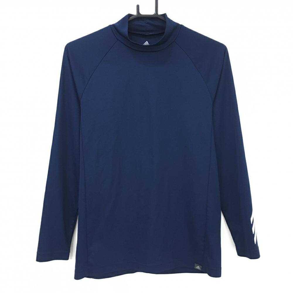 Other - 【美品】アディダス 長袖ハイネックシャツ ネイビー 袖3ライン　 メンズ ゴルフウェア adidas