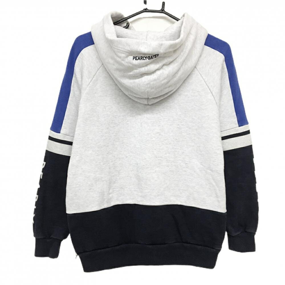 パーリーゲイツ パーカー 杢ライトグレー×ネイビー×ブルー スウェット トレーナー レディース 0(S) ゴルフウェア PEARLY GATES