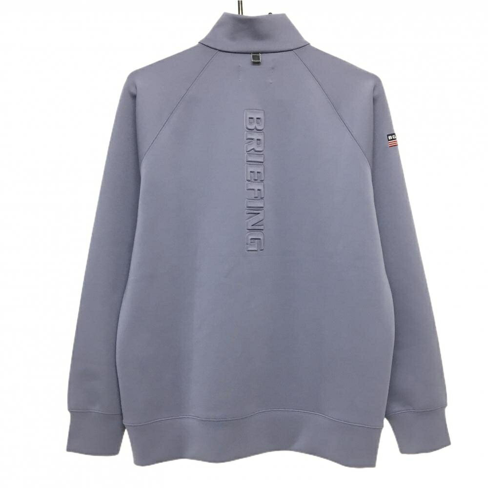 【美品】ブリーフィング ハイネックトレーナー グレー×黒 ダンボールニット ハーフジップ 背面立体ロゴ メンズ M ゴルフウェア BRIEFING