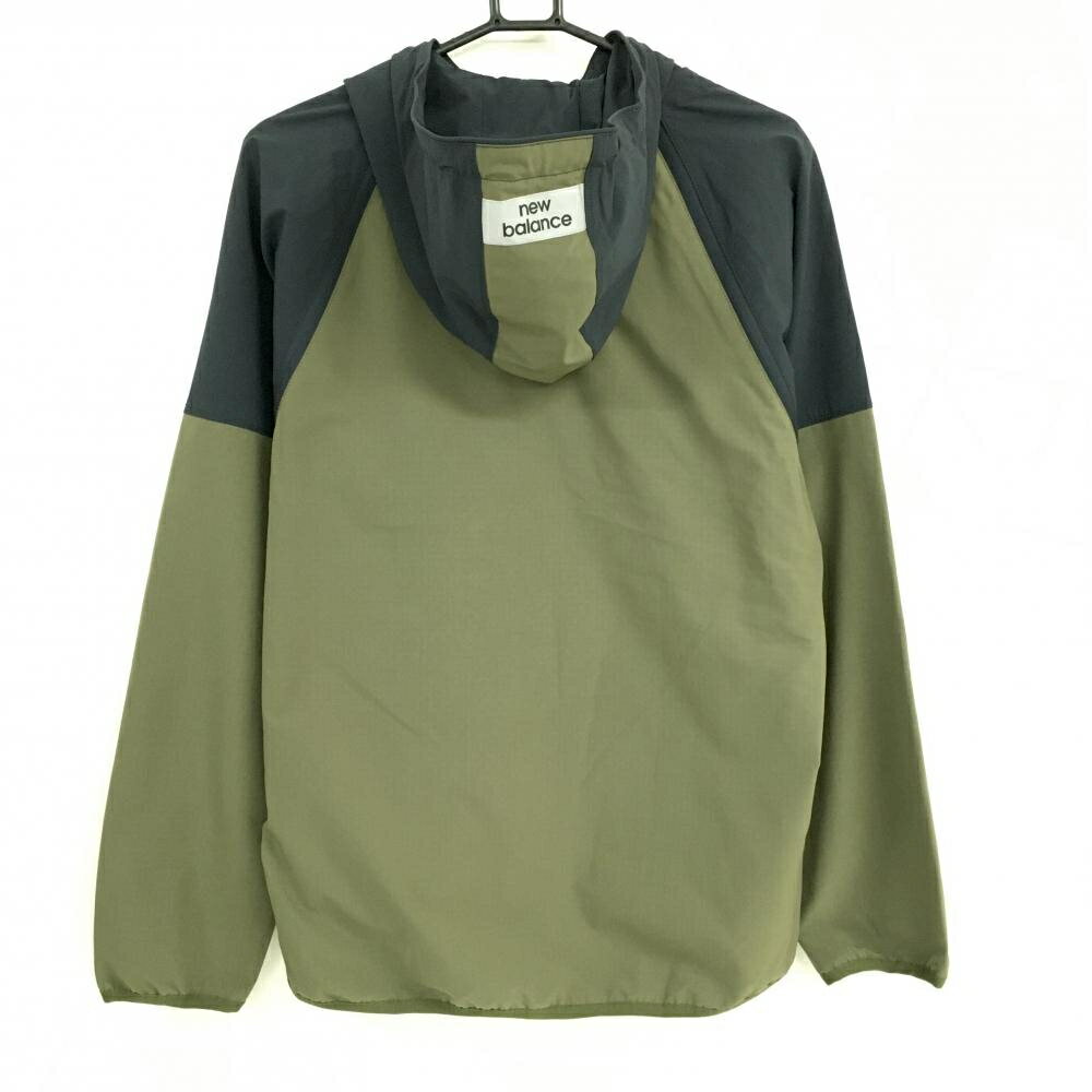 【超美品】ニューバランス 2WAYジップパーカー カーキ×黒 袖取り外し可 ダブルジップ メンズ 5(L) ゴルフウェア New Balance