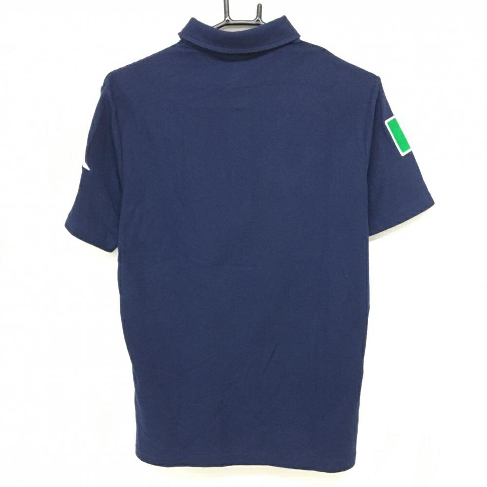 【美品】カッパ 半袖ポロシャツ ネイビー×白 ITALIAワッペン ロゴ白 メンズ M ゴルフウェア Kappa