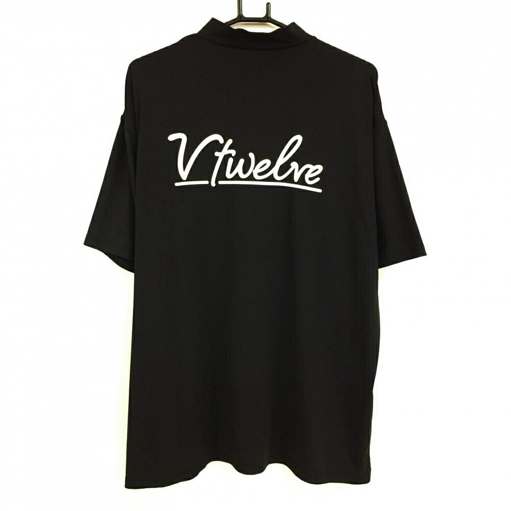 【超美品】V12 半袖ハイネックシャツ 黒×白 ハーフジップ 後ロゴ メンズ XXL ゴルフウェア 2023年モデル 大きいサイズ V12