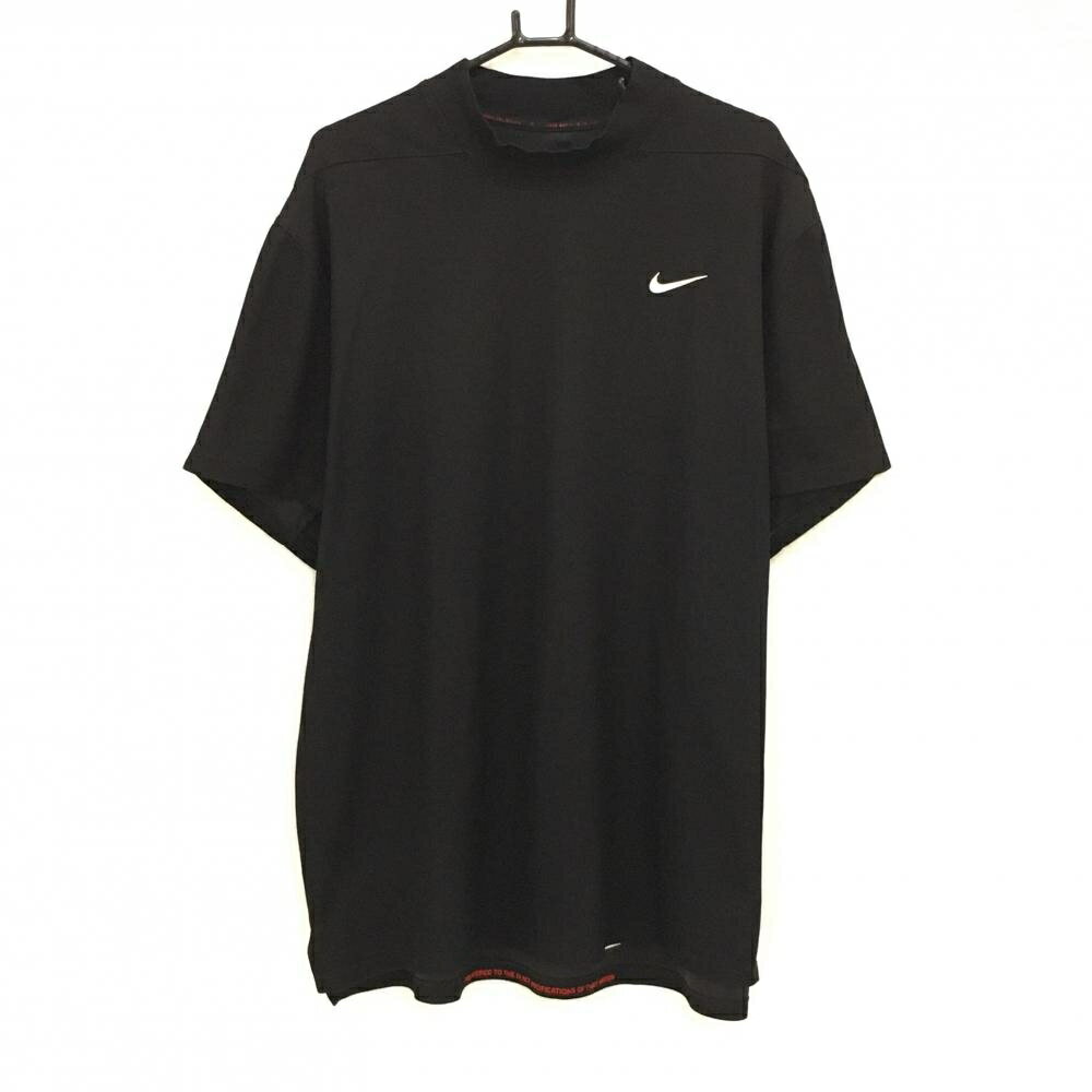 ナイキ 半袖ハイネックシャツ 黒 黒 ロゴプリント タイガーウッズコレクション メンズ 2XL ゴルフウェア NIKE