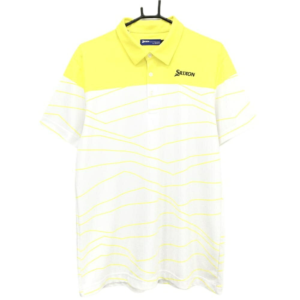 SRIXON - 【美品】スリクソンバイデサント 半袖ポロシャツ イエロー×白 ボーダー風 ロゴ刺しゅう メンズ LL ゴルフウェア SRIXON