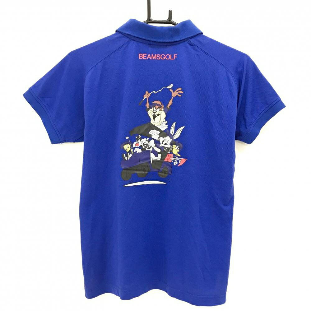 【美品】チャンピオン×LOONEY TUNES 半袖ポロシャツ ブルー ビームスゴルフ 背面ビッグプリント レディース SMALL ゴルフウェア Champion