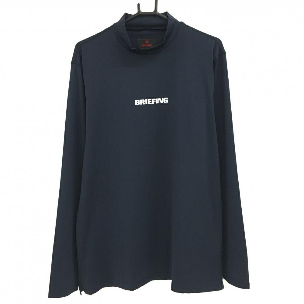 Polo Shirt - 【超美品】ブリーフィング 長袖ハイネックシャツ ネイビー×白 ロゴプリント ストレッチ メンズ XL ゴルフウェア 2024年モデル BRIEFING