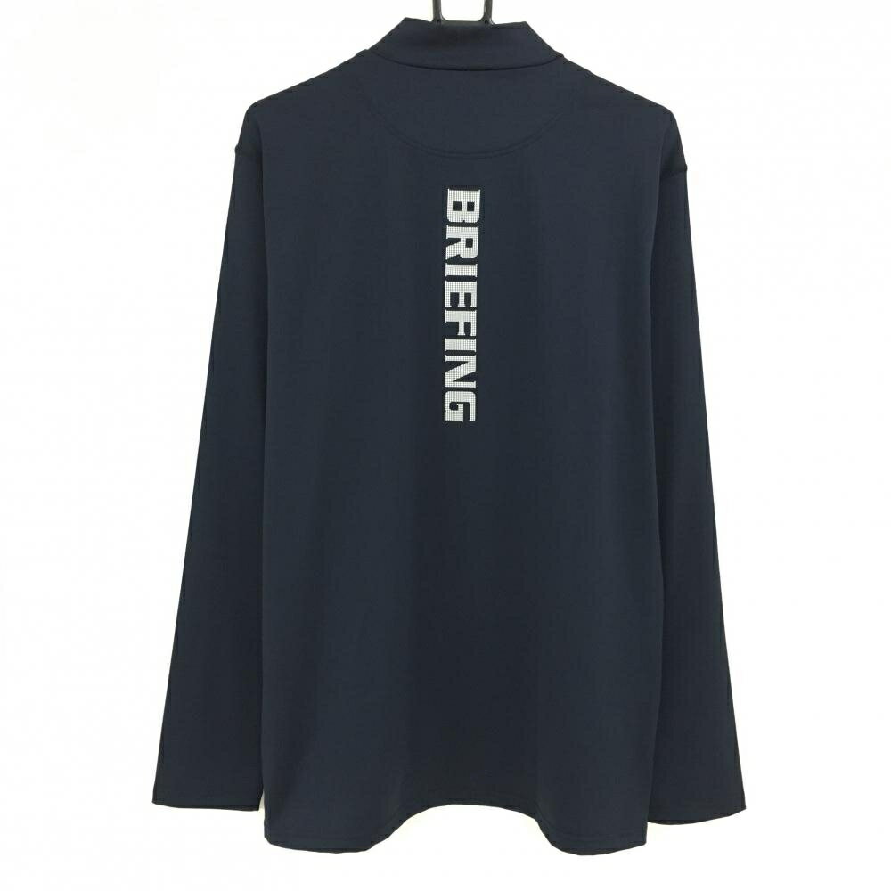 【超美品】ブリーフィング 長袖ハイネックシャツ ネイビー×白 ロゴプリント ストレッチ メンズ XL ゴルフウェア 2024年モデル BRIEFING