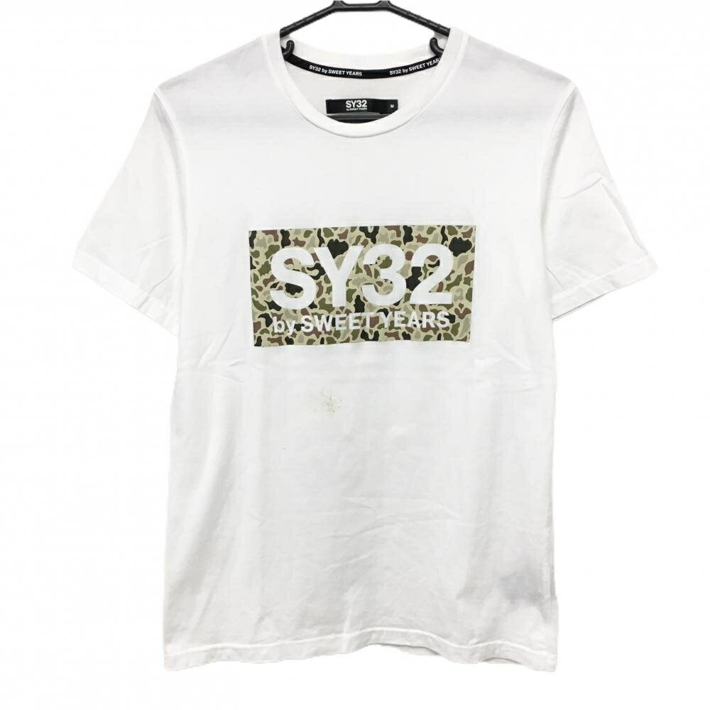 SY32 Tシャツ 白×ベージュ ロゴカモフラ 迷彩 メンズ M ゴルフウェア SY32 BY SWEET YEARS