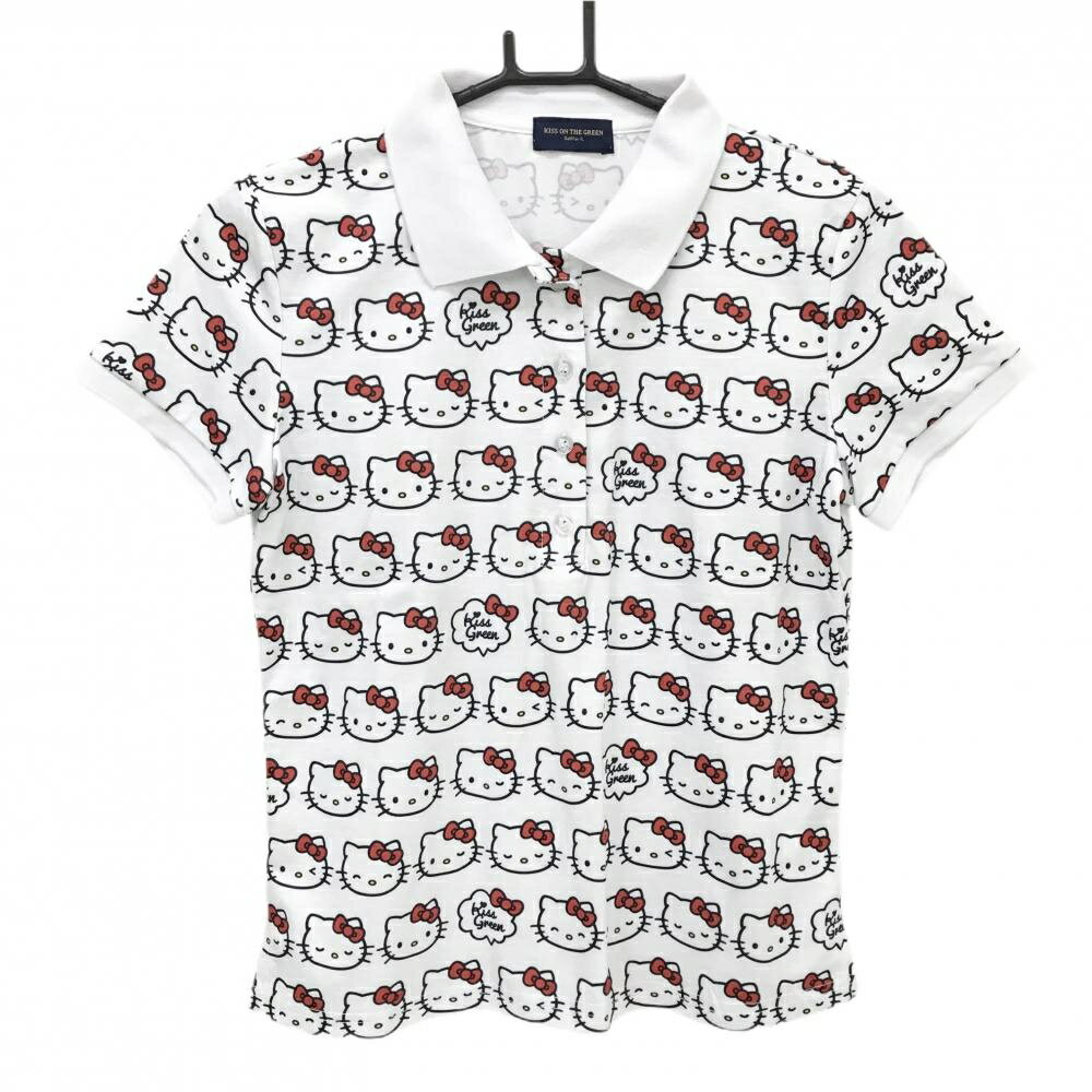 TRUSSARDI - 【超美品】キスオンザグリーン×ハローキティ 半袖ポロシャツ 白×レッド レディース 2(M) ゴルフウェア kiss on the green