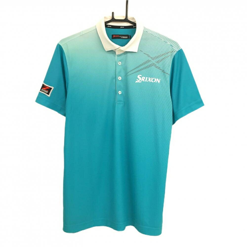SRIXON - 【美品】スリクソンバイデサント 半袖ポロシャツ ブルーグリーン系×ライトブルー系×白 メンズ L ゴルフウェア SRIXON