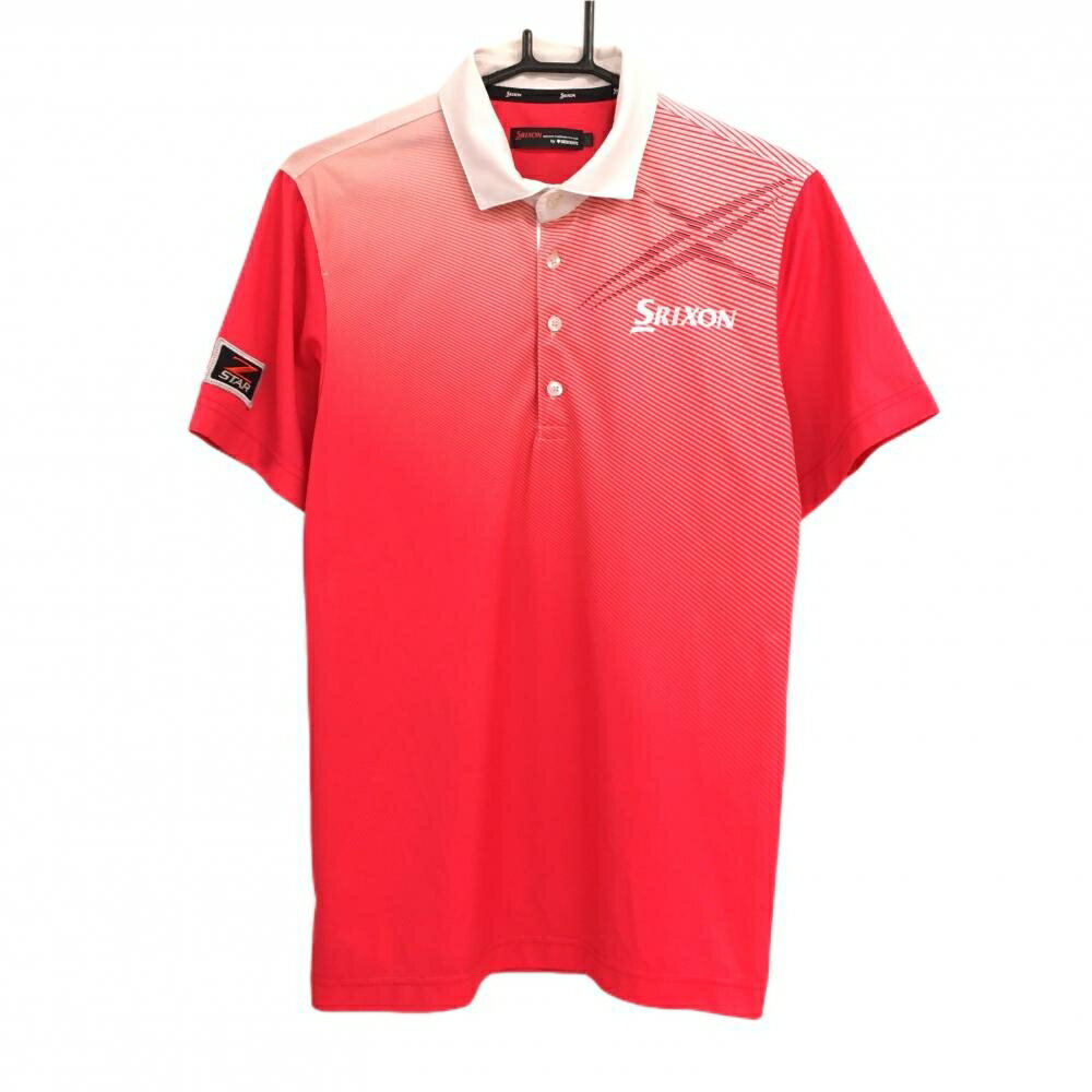 Shirts - 【美品】スリクソンバイデサント 半袖ポロシャツ ピンク系×ライトピンク×白 斜めボーダーグラデーション メンズ L ゴルフウェア SRIXON