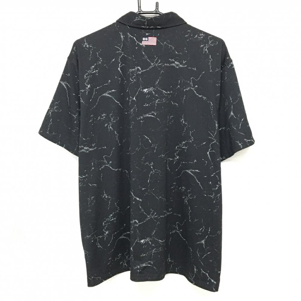 【美品】ブリーフィング 半袖ポロシャツ 黒×グレー 総柄 ロゴ メンズ L ゴルフウェア BRIEFING