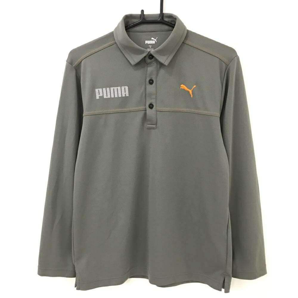 Shirts - プーマ 長袖ポロシャツ グレー×オレンジ ステッチ メンズ M ゴルフウェア PUMA