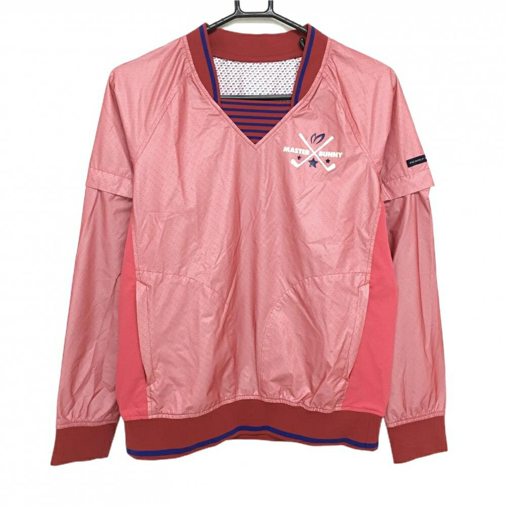 【当店ポイント10倍！楽天スーパーセール期間限定】【超美品】マスターバニー 2WAYスニード レッド系 袖着脱可 内側ロゴ総柄 レディース 1(M) ゴルフウェア MASTER BUNNY EDITION