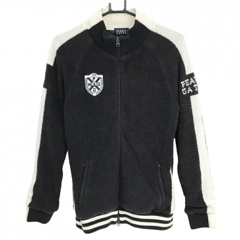 PEARLY GATES - 【美品】パーリーゲイツ ジャケット 黒×白 袖・サイドライン 裏地メッシュ レディース 2(L) ゴルフウェア PEARLY GATES