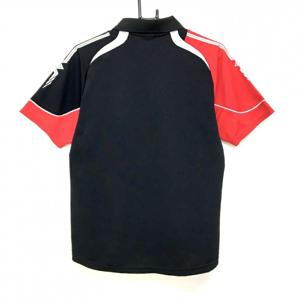 【美品】ミズノ 半袖ポロシャツ 黒×レッド ロゴ刺しゅう メンズ S ゴルフウェア MIZUNO