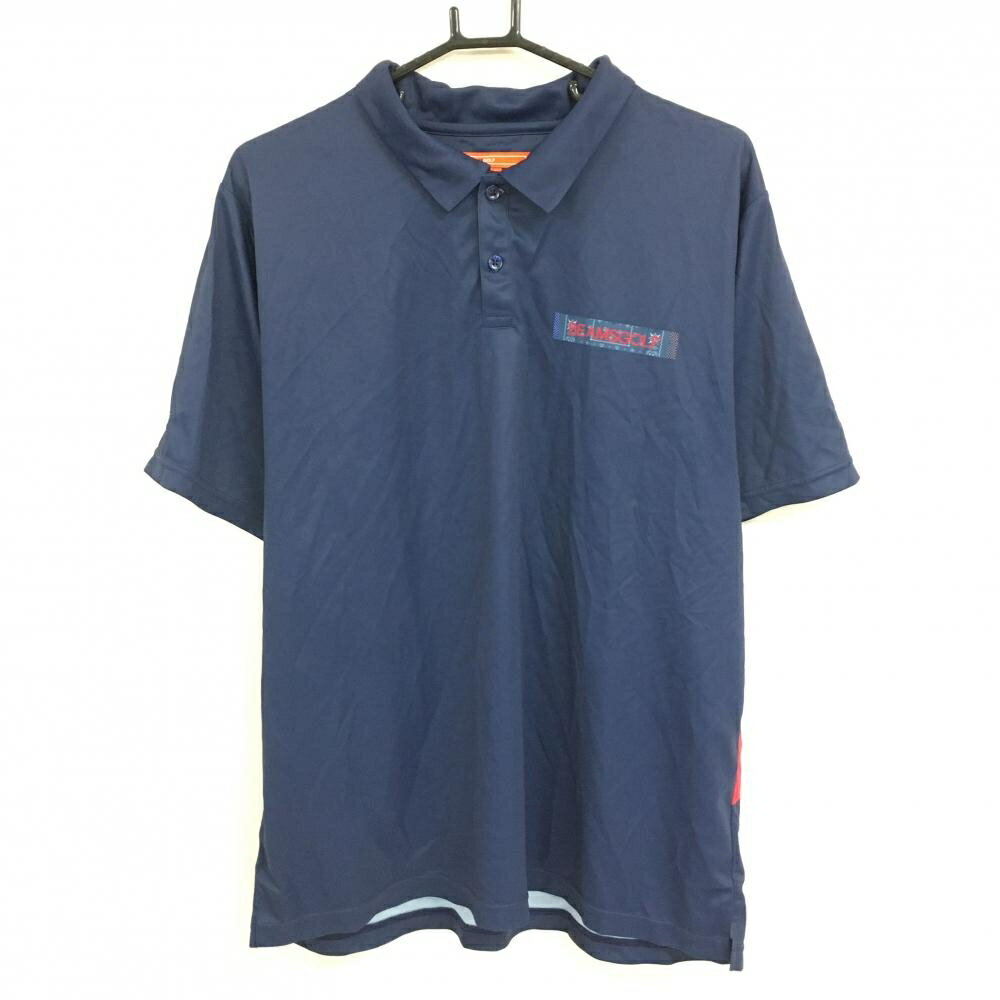 【超美品】ビームスゴルフ 半袖ポロシャツ ネイビー×レッド 背面ビッグロゴ 光沢感 メンズ XL ゴルフウェア BEAMS GOLF