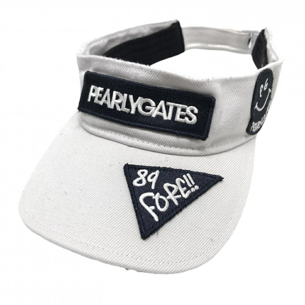 Other - パーリーゲイツ サンバイザー 白×ネイビー 複数ワッペン ニコちゃん FR ゴルフウェア PEARLY GATES