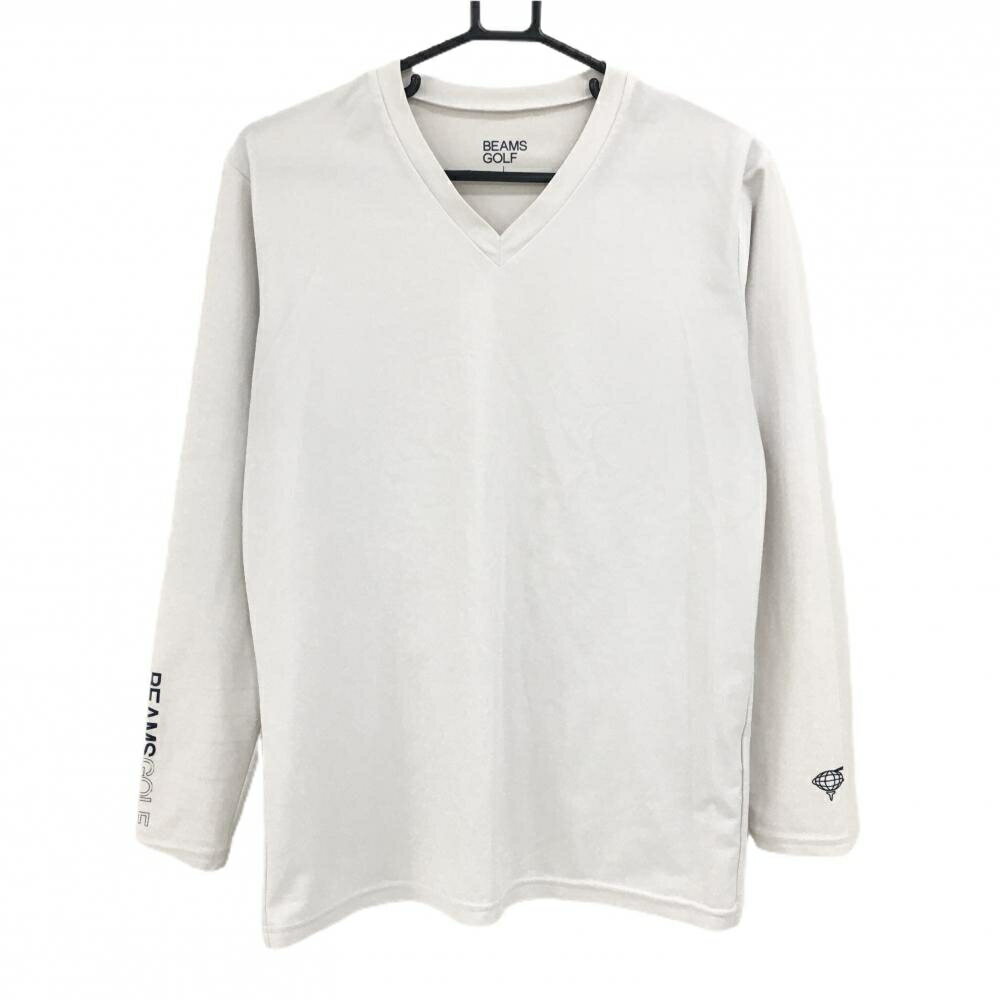 Rakuten - ビームスゴルフ 長袖Tシャツ ライトグレー×ネイビー 袖ロゴプリント Vネック インナー メンズ ゴルフウェア BEAMS GOLF