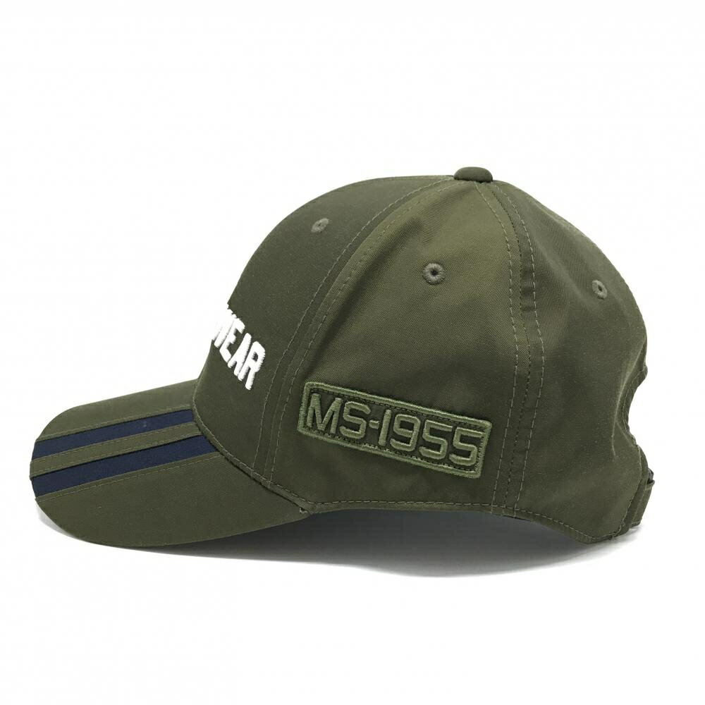 【美品】マンシングウェア キャップ カーキ×白 立体ロゴ F(56-60cm) ゴルフウェア Munsingwear